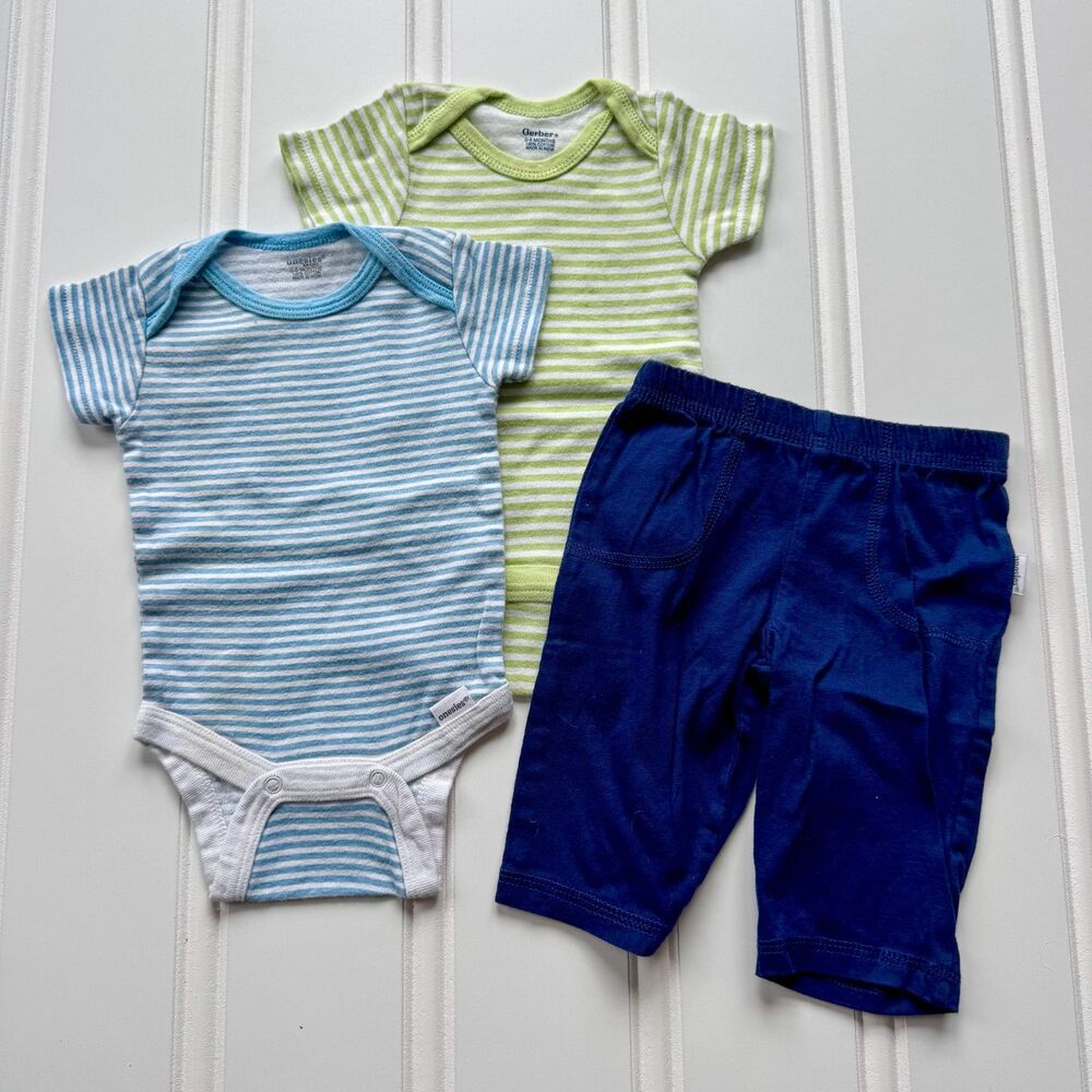 4/$10 - Gerber Cotton Baby Onesie Bodysuits and Pants Set